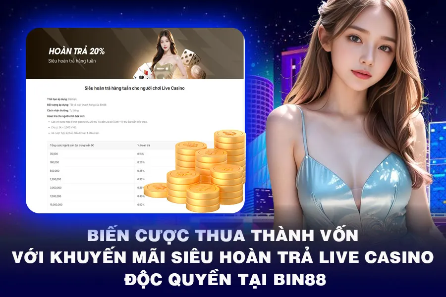 Khuyến Mãi Siêu Hoàn Trả Live Casino Độc Quyền Tại Bin88