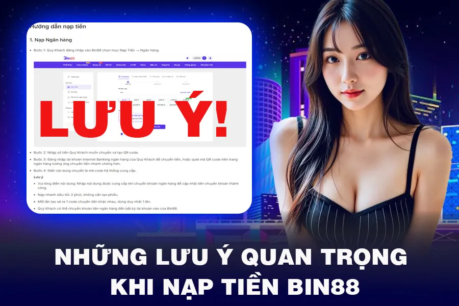 Những lưu ý quan trọng khi Nạp Tiền Bin88